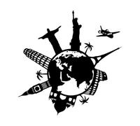 Autocollant mural en vinyle Terre Planète Carte du monde Globe Pays Sticker mural Décoration de chambre à coucher pour la maison Décoration murale amovible Art Decor-XL-75x77cm-Black