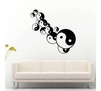 Autocollant mural en vinyle Yin Yang Yoga Studio Mandala Henné Mehndi Namaste Om Méditation Sticker mural pour décoration de yoga 125 x 57 cm