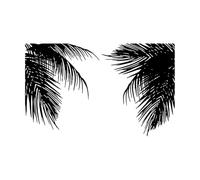 Autocollant mural feuilles de palmier tropical bureau chambre d'enfants brindilles branche de palmier feuille été plage forêt paysage-S-35x56cm-Black