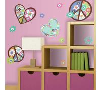 Autocollant mural g ant RoomMates RMK1621GM, motif c ur et fleur, symbole de paix, d coller et coller