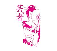 Autocollant mural Geisha Janpan Cherry Blossom Girl Manga pour chambre d'enfant Anime Oriental Girl Sticker mural pour chambre-S-33x56cm-Rose Red