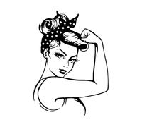 Autocollant mural Girl Power Vintage Workout Girl Strong Woman Stickers Décoration intérieure Vinyle Rétro-S-30x42cm-Black