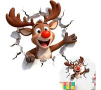 Autocollant mural grand format 3D Père Noël de Noël, design traversant, déco