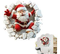 Autocollant mural grand format 3D Père Noël de Noël, design traversant, déco