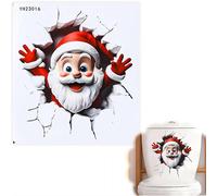 Autocollant mural grand format 3D Père Noël de Noël, design traversant, déco