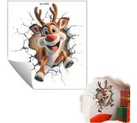 Autocollant mural grand format 3D Père Noël de Noël, design traversant, déco