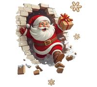 Autocollant mural grand format Père Noël traversant, design cartoon Noël 2026