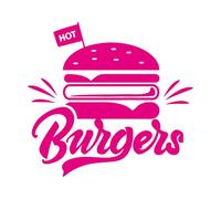 Autocollant mural Hot Burger pour magasin de hamburgers, panneau de restauration rapide, autocollant pour cuisine, pièce, autocollant de fenêtre, panneau de restaurant-S-31x28cm-Rose Red