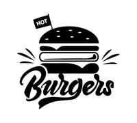 Autocollant mural Hot Burger pour magasin de hamburgers, panneau de restauration rapide, autocollant pour cuisine, pièce, autocollant de fenêtre, panneau de restaurant-L-62x57cm-Black