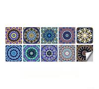 Autocollant mural imperméable en PVC avec motif mandala élégant pour décoration intérieure (15 x 15 cm)