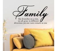 Autocollant mural innovant avec citation « Family Like Branch » - Autocollants créatifs imperméables pour la maison et le bureau
