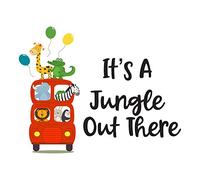 Autocollant mural « It's A Jungle Out There Zoo Animals On Bus A Wild Bunch Zoo Africa Zebra Lion Safari Jungle Endangered Species Hippo Alligator Girafe Tiger Wilderness Ideas » - Taille : 25,4 x