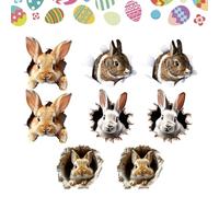 Autocollant mural lapin de Pâques - Lot de 8 autocollants muraux de décoration de Pâques, design révolutionnaire en forme de lapin pour chambre d'enfant, salle de bain, cuisine et salon | Idéal pour P