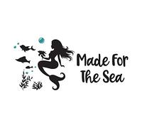 Autocollant mural « Made for The Sea Mermaid Ocean Sea Animals Creatures Princess Fish Starfish Queen Sweet Dreams Bedtime Unicorn Lovely Dear Dream Decoration Ideas Wall Decal » Taille : 50,8 x 20,3