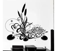 Autocollant mural Mandala, grand autocollant mural de méditation Zen en roseau de Lotus, pour Studio de Yoga, chambre à coucher, salon, salle de bains, décoration de maison, décalcomanie d'art