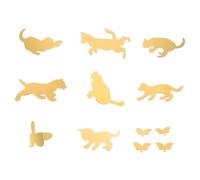 Autocollant Mural Miroir Chat en Acrylique Or, Lot de 12