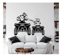 Autocollant mural moderne père et fils amitié moto motocross famille amour autocollant mural chambre vinyle art décoration intérieure