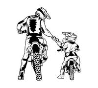 Autocollant mural moto famille père et fils autocollants muraux motocross casque moto vinyle sport-S-28x32cm-Black