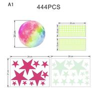 Autocollant Mural Multicolore Lune Étoiles, Décoration Pour La Maison, Chambre À Coucher, Salon, Plafond, Fluorescent