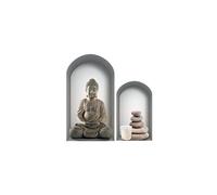 Autocollant Mural niche trompe l'oeil avec bouddha