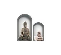 Generique Autocollant mural niche trompe-l'œil avec bouddha