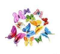 Autocollant mural papillon double couche en PVC avec motif ailé de couleurs mélangées, effet 3D, pour décoration de salon, chambre à coucher
