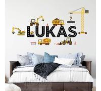 Autocollant Mural Personnalisé - Excavatrice et Camion de Chantier