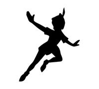 Autocollant mural Peter Pan en vinyle pour chambre d'enfant, dessin animé, pour chambre de garçon ou de fille-XL-75x91cm-Black