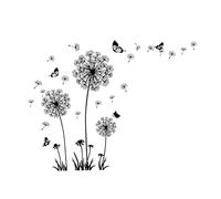 Autocollant mural pissenlit noir fleurs volantes papillon sticker mural auto adhésif décor pour salon noir pissenlit autocollant muralpissenlits stickers muraux fleurs vo