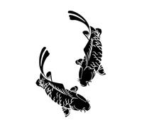 Autocollant mural poisson Koi salon chambre carpe poisson géant océan animal marin mur chambre d'enfants vinyle-L-79x121cm-Black
