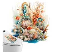 Autocollant mural pour abattant de WC sous- , autocollant décoratif pour siège de toilette, scène sous-marine, autocollants amovibles et imperméables pour siège de toilette pour hôtels, écoles,