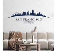 Autocollant mural pour chambre à coucher et salon de San Francisco Californie USA City Skyline - Golden Gate Bridge