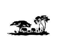 Autocollant mural pour chambre d'adolescent, girafe, éléphant, lion, savane africaine, safari, zoo, jungle, animaux, salle de jeux-XL-81x168cm-Black
