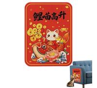 Autocollant mural pour chat - Thème du Nouvel An chinois - Griffoir mural pour protection des meubles - Jouet d'intérieur pour chatons et chats (rouge A)