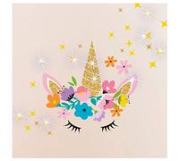 Autocollant Mural pour Enfant avec Motif LICORNE avec Cristaux Swarovski - Sticker Mural Licorne et 50 étoiles - Sticker Mural Enfant décoratif pour Chambre - 30 x 40 CM