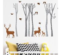 Autocollant Mural pour Enfant Motif Forêt enchantée- Sticker Mural ARBRES et CERFS - Sticker Mural Enfant décoratif pour Chambre et Salon - 60 x 60 CM