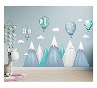 Autocollant mural pour enfants Montagnes Montgolfières Garçons Bébé Mur Décalcomanie Autocollant Nuages scandinave Ballons Filles Chambre de Maternelle Décor Art G22XXL