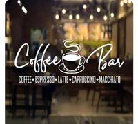 Autocollant mural pour fenêtre de bar à café, autocollant mural en verre pour amoureux du café, décoration d'intérieur, blanc, 80 cm de large x 33 cm de haut