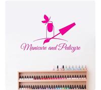 Autocollant mural pour Nail Art, décoration murale pour Salon de beauté, rose vif, 120x72 Cm