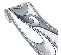 Autocollant mural pour salle de bain, cuisine, plafond, dosseret - Imperméable et amovible - Gris argenté - 10 cm x 10 m