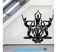 Autocollant mural pour studio de yoga, tapis d'entraînement de yoga, chemise, pantalon, harmonie, équilibre, sport, relaxation, namaste autocollant mural en vinyle, décoration de salle de yoga, 57 x