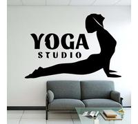 Autocollant mural pour studio de yoga, tapis d'entraînement de yoga, chemise, pantalon, sport, yin yang, harmonie, équilibre, relaxation, namaste autocollant mural, décoration de yoga, 63 x 42 cm