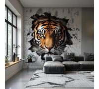 Autocollant mural réaliste 3D en forme de tête de tigre - Autocollant de tigre féroce et majestueux - Décoration de chambre parfaite - Décalcomanies murales de tigre pour la maison