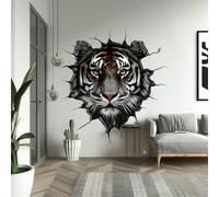 Autocollant mural réaliste en forme de tête de tigre 3D - Autocollant mural pour décoration d'intérieur