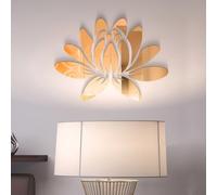 Autocollant mural réfléchissant élégant avec miroir en acrylique en forme de lotus pour décoration intérieure contemporaine (doré)