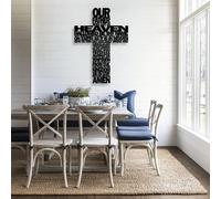 Autocollant mural religieux silhouette gothique noir et blanc, image de la Passion de Jésus avec croix clouée et couronne d'épines, Route Vérité Vie, prière et verset biblique, vinyle autoadhésif à dé