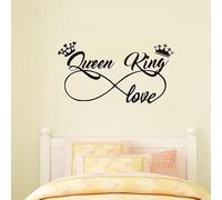 Autocollant mural romantique Queen King - Amour infini - En vinyle - Pour chambre à coucher et salon - Décoration murale - 59 x 28 cm