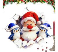 Autocollant mural rupture Père noel | Autocollants muraux Père noel | Décorations vacances drôles décalcomanies murales Pères noels | Autocollants muraux dessin animé auto-adhésifs décorations noels