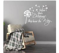 Autocollant mural suivez vos rêves autocollant mural familial pour autocollant mural de chambre à coucher, blanc, 57 cm x 42 cm