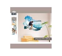 Autocollant Mural Surfer en Trompe l'oil